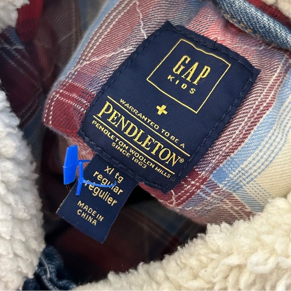 GAP Blue Denim Jacket with Cream Sherpa Collar XL Youth 12-13 - Picture 6 of 11